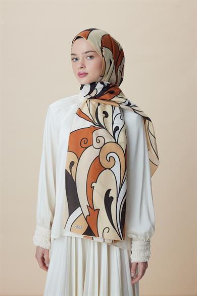 YOSUN PAMUK İPEK ŞAL 70*190 CM - KAHVERENGİ