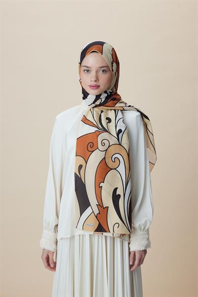 YOSUN PAMUK İPEK ŞAL 70*190 CM - KAHVERENGİ