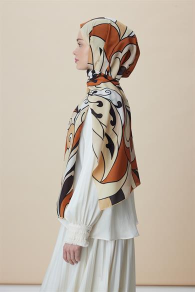 YOSUN PAMUK İPEK ŞAL 70*190 CM - KAHVERENGİ