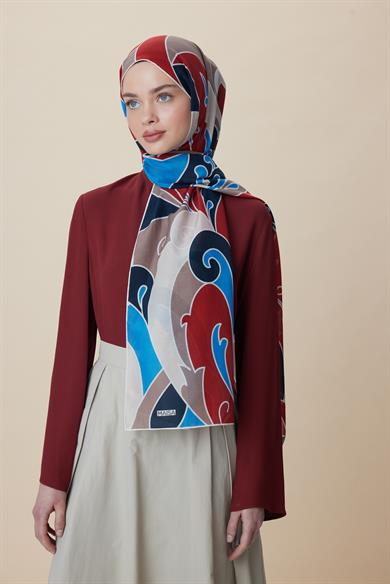 YOSUN PAMUK İPEK ŞAL 70*190 CM - MAVİ