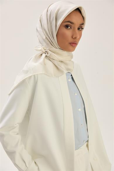 ZER TİVİL İPEK EŞARP 90*90 CM - EKRU