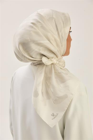 ZER TİVİL İPEK EŞARP 90*90 CM - EKRU