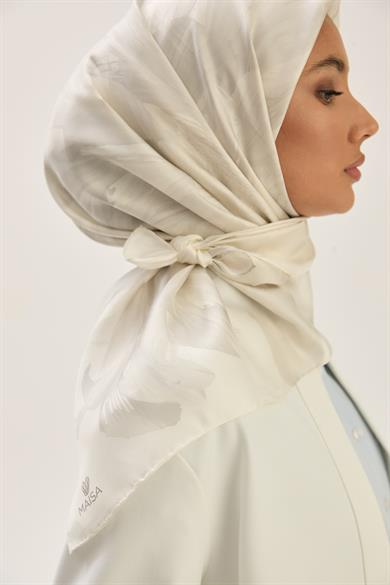 ZER TİVİL İPEK EŞARP 90*90 CM - EKRU