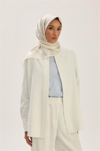 ZER TİVİL İPEK EŞARP 90*90 CM - EKRU