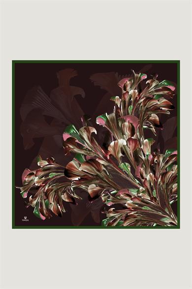 ZER TİVİL İPEK EŞARP 90*90 CM - KAHVERENGİ