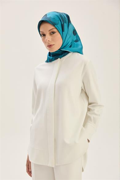 ZER TİVİL İPEK EŞARP 90*90 CM - KOYU MAVİ