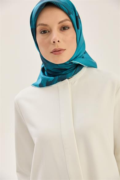 ZER TİVİL İPEK EŞARP 90*90 CM - KOYU MAVİ