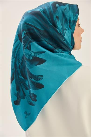 ZER TİVİL İPEK EŞARP 90*90 CM - KOYU MAVİ