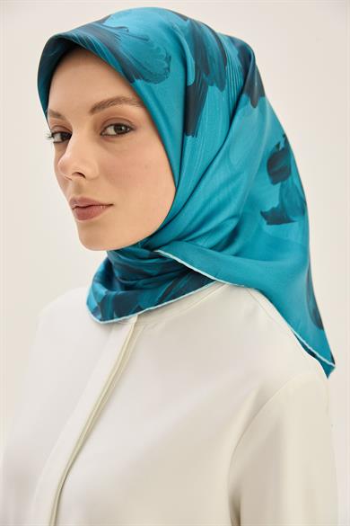 ZER TİVİL İPEK EŞARP 90*90 CM - KOYU MAVİ