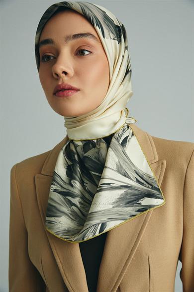 ZER TİVİL İPEK EŞARP 90*90 CM - KREM