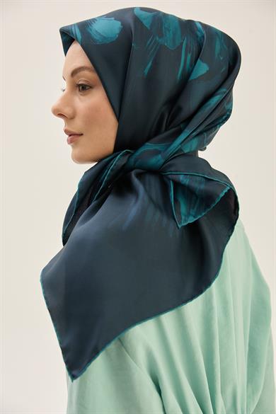 ZER TİVİL İPEK EŞARP 90*90 CM - LACİVERT