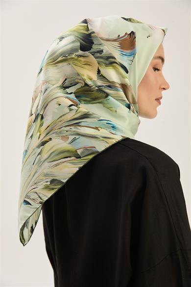 ZER TİVİL İPEK EŞARP 90*90 CM - MİNT YEŞİLİ