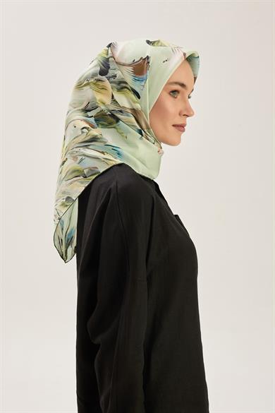 ZER TİVİL İPEK EŞARP 90*90 CM - MİNT YEŞİLİ