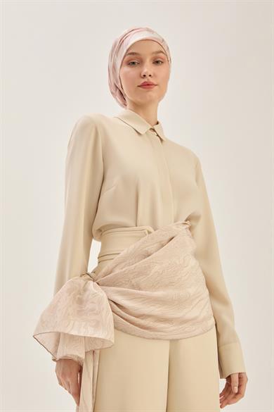 ZER TİVİL İPEK EŞARP 90*90 CM - PUDRA PEMBE