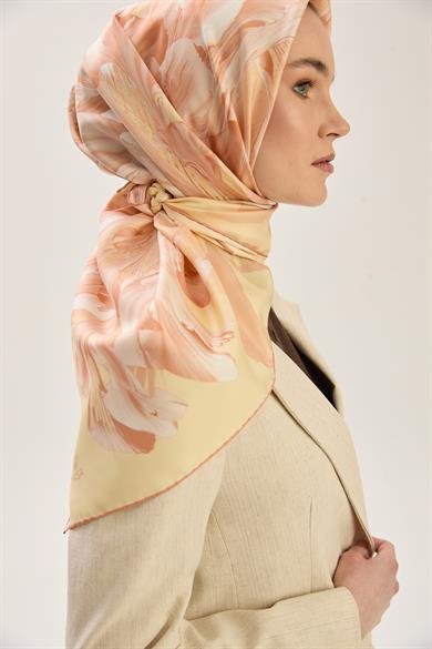 ZER TİVİL İPEK EŞARP 90*90 CM - SARI