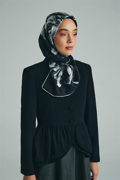 ZER TİVİL İPEK EŞARP 90*90 CM - SİYAH