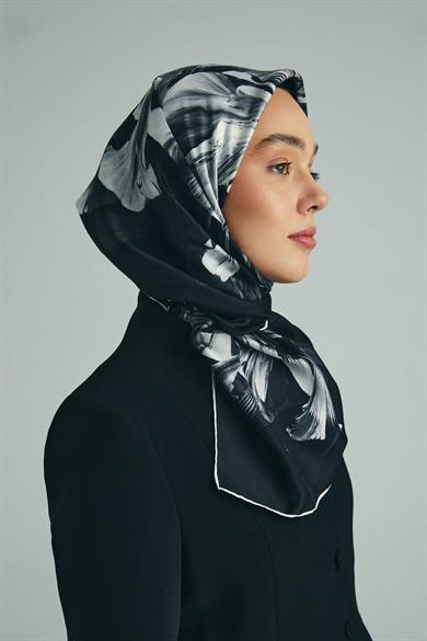 ZER TİVİL İPEK EŞARP 90*90 CM - SİYAH