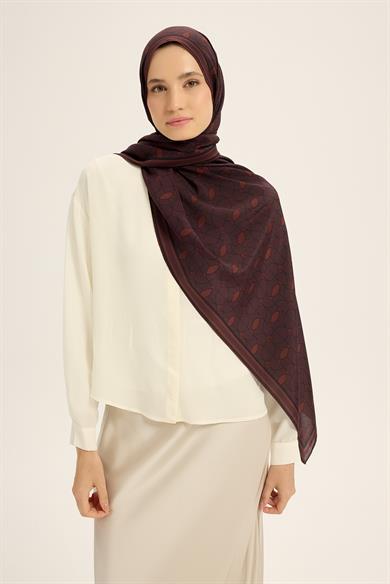 ZERRE KREP İPEK ŞAL 70*190 CM - KAHVERENGİ