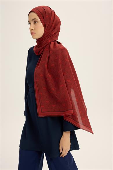 ZERRE KREP İPEK ŞAL 70*190 CM - KIRMIZI