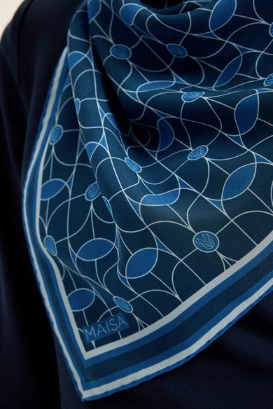 ZERRE KREP İPEK ŞAL 70*190 CM - MAVİ