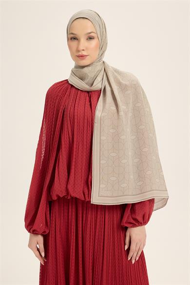 ZERRE KREP İPEK ŞAL 70*190 CM - VİZON