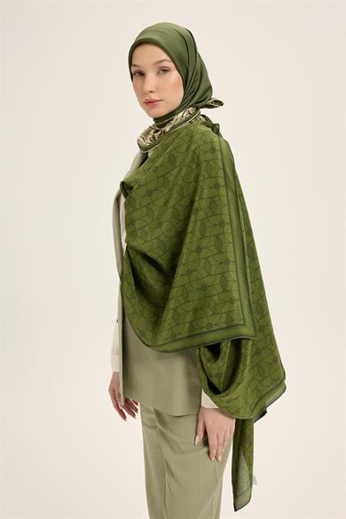 ZERRE KREP İPEK ŞAL 70*190 CM - YEŞİL