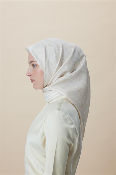 ZERRE TİVİL İPEK EŞARP 90*90 CM - BEJ