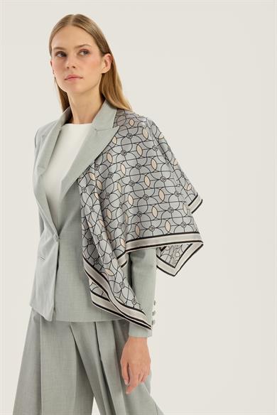 ZERRE TİVİL İPEK EŞARP 90*90 CM - GRİ