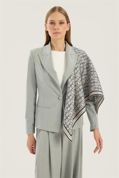 ZERRE TİVİL İPEK EŞARP 90*90 CM - GRİ