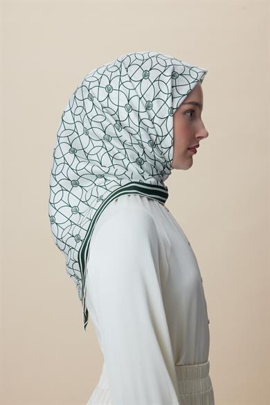 ZERRE TİVİL İPEK EŞARP 90*90 CM - K. YEŞİL