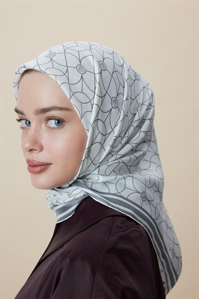 ZERRE TİVİL İPEK EŞARP 90*90 CM - K. GRİ