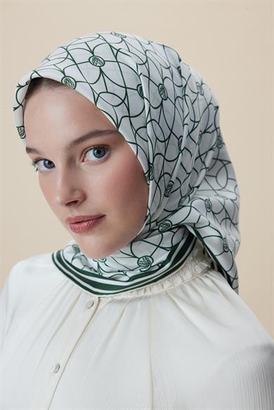 ZERRE TİVİL İPEK EŞARP 90*90 CM - K. YEŞİL