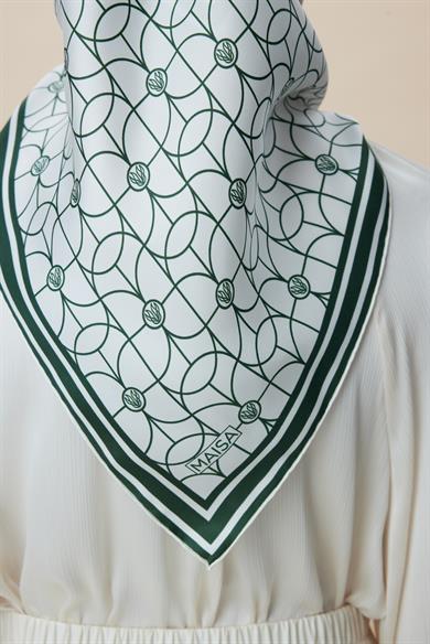 ZERRE TİVİL İPEK EŞARP 90*90 CM - K. YEŞİL