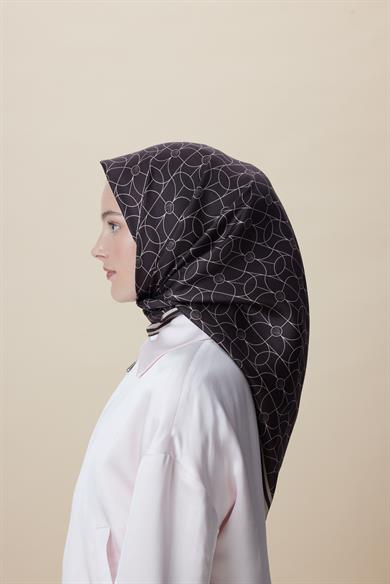 ZERRE TİVİL İPEK EŞARP 90*90 CM - KAHVERENGİ