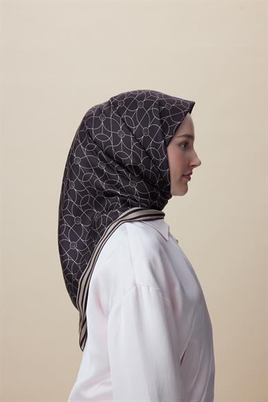 ZERRE TİVİL İPEK EŞARP 90*90 CM - KAHVERENGİ