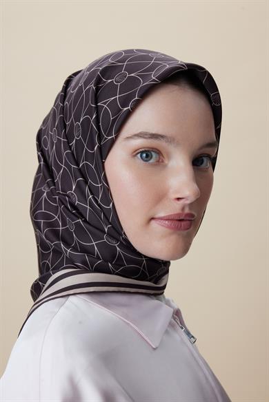 ZERRE TİVİL İPEK EŞARP 90*90 CM - KAHVERENGİ