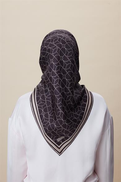 ZERRE TİVİL İPEK EŞARP 90*90 CM - KAHVERENGİ