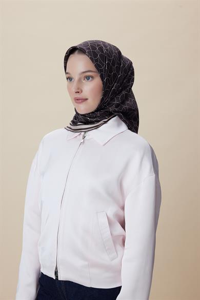 ZERRE TİVİL İPEK EŞARP 90*90 CM - KAHVERENGİ
