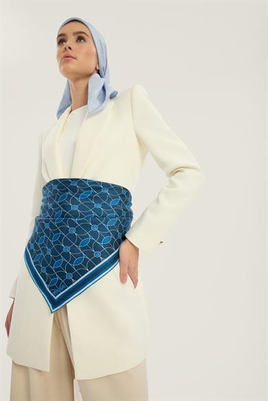 ZERRE TİVİL İPEK EŞARP 90*90 CM - MAVİ