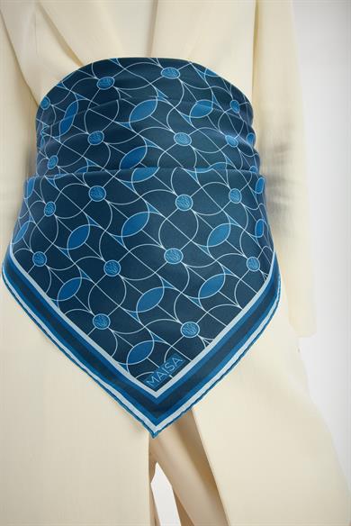 ZERRE TİVİL İPEK EŞARP 90*90 CM - MAVİ