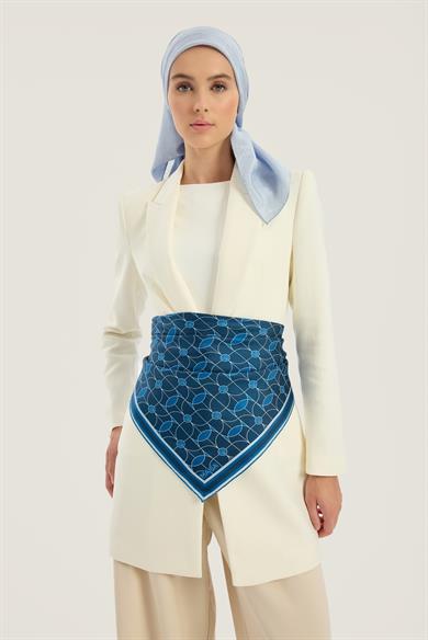 ZERRE TİVİL İPEK EŞARP 90*90 CM - MAVİ