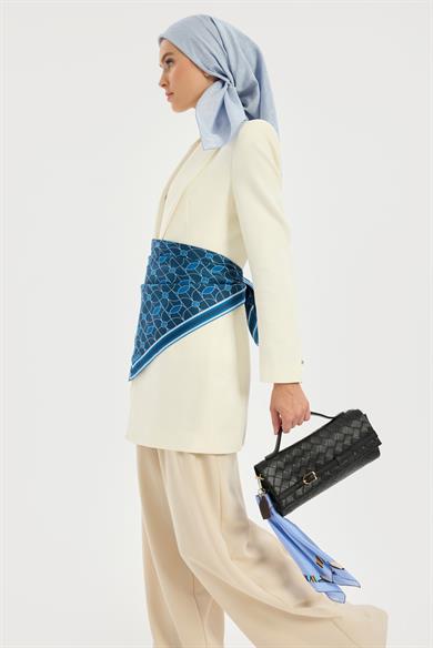ZERRE TİVİL İPEK EŞARP 90*90 CM - MAVİ