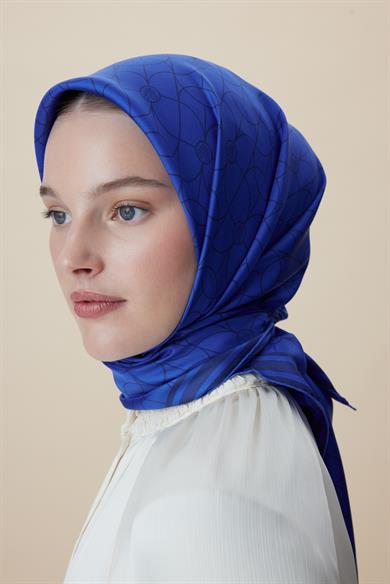ZERRE TİVİL İPEK EŞARP 90*90 CM - SAKS