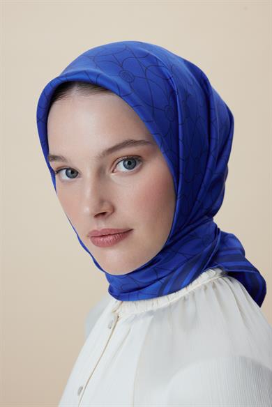 ZERRE TİVİL İPEK EŞARP 90*90 CM - SAKS