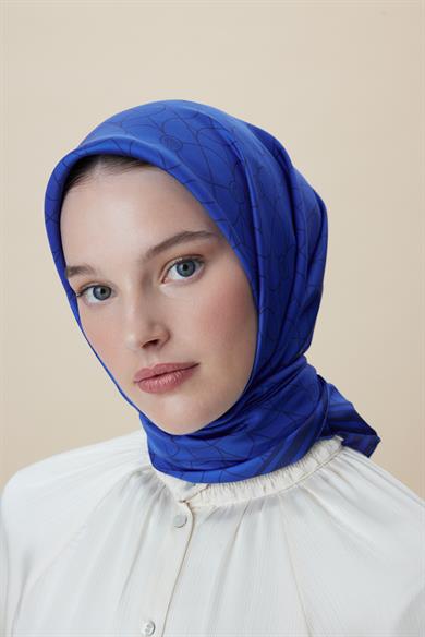 ZERRE TİVİL İPEK EŞARP 90*90 CM - SAKS