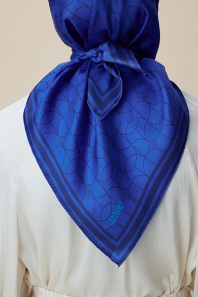 ZERRE TİVİL İPEK EŞARP 90*90 CM - SAKS