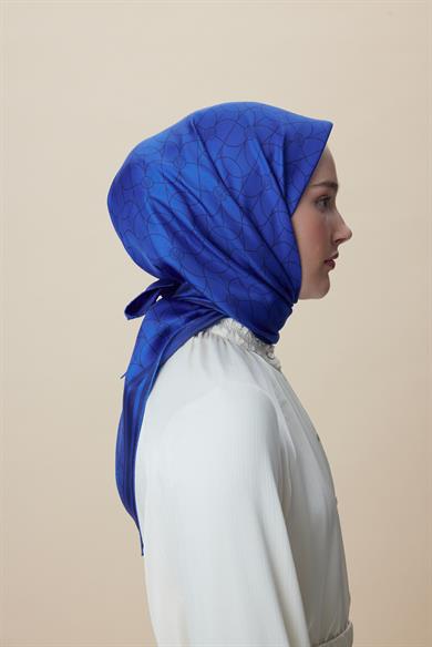 ZERRE TİVİL İPEK EŞARP 90*90 CM - SAKS