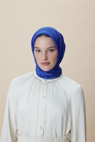 ZERRE TİVİL İPEK EŞARP 90*90 CM - SAKS
