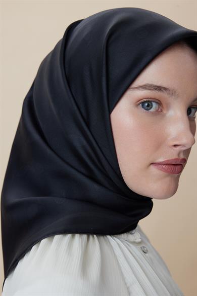 ZERRE TİVİL İPEK EŞARP 90*90 CM - SİYAH