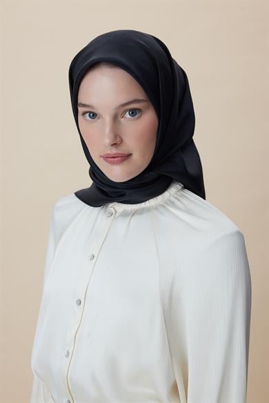 ZERRE TİVİL İPEK EŞARP 90*90 CM - SİYAH